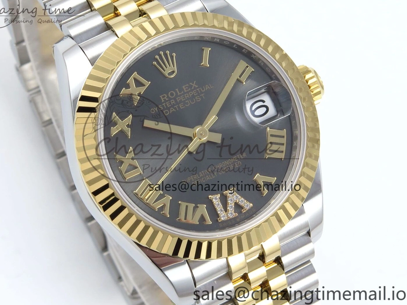 0228 DateJust 31 278273 ARF 1:1 Best Edition 904L Steel Gray Roman Diamonds Dial on SS YG Jubilee Bracelet ETA Comfortable 564